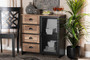 "LOR-003-Natural/Black" Baxton Studio Connell Modern and Contemporary Industrial Two-Tone Natural Brown and Black Finished Wood and Black Metal Sideboard Buffet