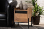 "HIF-007-Natural/Black" Baxton Studio Tasman Modern and Contemporary Industrial Natural Brown Finished Wood and Black Metal End Table