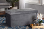 "4A-211CH-Velvet-Charcoal-Storage Ottoman" Baxton Studio Castel Modern and Contemporary Charcoal Velvet Fabric Upholstered Wood Storage Ottoman