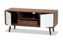 "NAB-008-Cherry/White" Baxton Studio Grover Mid-Century Modern Two-Tone Cherry Brown and White Finished Wood 2-Door TV Stand