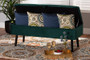 "FZD020108-Green Velvet-Bench" Baxton Studio Caine Modern and Contemporary Green Velvet Fabric Upholstered and Dark Brown Finished Wood Storage Bench