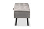 "FZD020108-Grey Velvet-Bench" Baxton Studio Caine Modern and Contemporary Grey Velvet Fabric Upholstered and Dark Brown Finished Wood Storage Bench