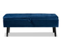 "FZD020108-Navy Blue Velvet-Bench" Baxton Studio Caine Modern and Contemporary Navy Blue Velvet Fabric Upholstered and Dark Brown Finished Wood Storage Bench