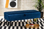 "FZD020108-Navy Blue Velvet-Bench" Baxton Studio Caine Modern and Contemporary Navy Blue Velvet Fabric Upholstered and Dark Brown Finished Wood Storage Bench