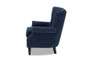 "HH-056-Velvet Blue-Chair" Baxton Studio Wilhelm Classic and Traditional Navy Blue Velvet Fabric Upholstered and Dark Brown Finished Wood Armchair