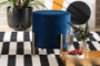 "FZD190717-Navy Blue Velvet-Ottoman" Baxton Studio Thurman Contemporary Glam and Luxe Navy Blue Velvet Fabric Upholstered and Gold Finished Metal Ottoman