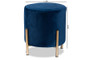 "FZD190717-Navy Blue Velvet-Ottoman" Baxton Studio Thurman Contemporary Glam and Luxe Navy Blue Velvet Fabric Upholstered and Gold Finished Metal Ottoman