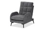 "T-3-Velvet Grey-Chair/Footstool Set" Baxton Studio Belden Modern and Contemporary Grey Velvet Fabric Upholstered and Black Metal 2-Piece Recliner Chair and Ottoman Set