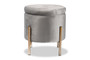 "FZD200335-Grey Velvet-Ottoman" Baxton Studio Malina Contemporary Glam and Luxe Grey Velvet Fabric Upholstered and Gold Finished Metal Storage Ottoman