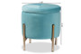 "FZD200335-Light Blue Velvet-Ottoman" Baxton Studio Malina Contemporary Glam and Luxe Sky Blue Velvet Fabric Upholstered and Gold Finished Metal Storage Ottoman