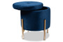 "FZD200335-Navy Blue Velvet-Ottoman" Baxton Studio Malina Contemporary Glam and Luxe Navy Blue Velvet Fabric Upholstered and Gold Finished Metal Storage Ottoman
