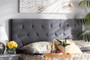 "Felix-Grey Velvet-HB-King" Baxton Studio Felix Modern and Contemporary Grey Velvet Fabric Upholstered King Size Headboard