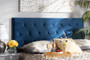 "Felix-Navy Blue Velvet-HB-King" Baxton Studio Felix Modern and Contemporary Navy Blue Velvet Fabric Upholstered King Size Headboard