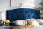 "Leone-Navy Blue Velvet-HB-Queen" Baxton Studio Leone Modern and Contemporary Navy Blue Velvet Fabric Upholstered Queen Size Headboard