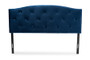 "Leone-Navy Blue Velvet-HB-King" Baxton Studio Leone Modern and Contemporary Navy Blue Velvet Fabric Upholstered King Size Headboard