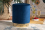 "FZD020219-Navy Blue Velvet-Ottoman" Baxton Studio Chaela Contemporary Glam and Luxe Navy Blue Velvet Fabric Upholstered and Gold Finished Metal Ottoman