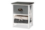 "1818-White/Grey" Baxton Studio Garridan Modern and Contemporary Two-Tone Grey and White Finished Wood 1-Drawer Storage Unit with Basket
