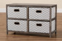 "L3455FD-DV-Grey/White" Baxton Studio Jorah Modern and Contemporary Grey and White Fabric Upholstered Greywashed Wood 4-Basket Storage Unit