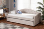 "Becker-Beige-Daybed-T/T" Baxton Studio Becker Modern and Contemporary Transitional Beige Fabric Upholstered Twin Size Daybed with Trundle