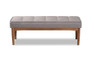 "BBT8051.11-Grey/Walnut-Bench" Baxton Studio Sanford Mid-Century Modern Grey Fabric Upholstered and Walnut Brown Finished Wood Dining Bench