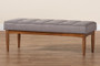 "BBT8051.11-Grey/Walnut-Bench" Baxton Studio Sanford Mid-Century Modern Grey Fabric Upholstered and Walnut Brown Finished Wood Dining Bench