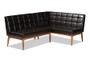 "BBT8051.11-Dark Brown/Walnut-2PC SF Bench" Baxton Studio Sanford Mid-Century Modern Dark Brown Faux Leather Upholstered and Walnut Brown Finished Wood 2-Piece Dining Nook Banquette Set