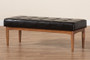 "BBT8051.11-Dark Brown/Walnut-Bench" Baxton Studio Sanford Mid-Century Modern Dark Brown Faux Leather Upholstered and Walnut Brown Finished Wood Dining Bench