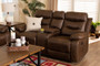 "RR5227-Dark Brown-Loveseat" Baxton Studio Beasely Modern and Contemporary Distressed Brown Faux Leather Upholstered 2-Seater Reclining Loveseat
