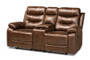 "RR5227-Dark Brown-Loveseat" Baxton Studio Beasely Modern and Contemporary Distressed Brown Faux Leather Upholstered 2-Seater Reclining Loveseat