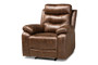 "RR5227-Dark Brown-Recliner" Baxton Studio Beasely Modern and Contemporary Distressed Brown Faux Leather Upholstered Recliner