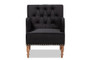 "RAC516-AC-Black Velvet/Walnut-CC" Baxton Studio Eri Contemporary Glam and Luxe Black Velvet Upholstered and Walnut Brown Finished Wood Armchair