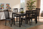 "Erion-Dark Brown-7PC Dining Set" Baxton Studio Erion Modern and Contemporary Dark Brown Finished Wood 7-Piece Dining Set