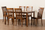 "Erion-Walnut-7PC Dining Set" Baxton Studio Erion Modern and Contemporary Walnut Brown Finished Wood 7-Piece Dining Set