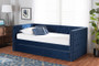 "CF9227-Navy Blue Velvet-Daybed-T/T" Baxton Studio Larkin Modern and Contemporary Navy Blue Velvet Fabric Upholstered Twin Size Daybed with Trundle