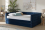 "CF9227-Navy Blue Velvet-Daybed-Q/T" Baxton Studio Larkin Modern and Contemporary Navy Blue Velvet Fabric Upholstered Queen Size Daybed with Trundle