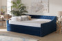 "CF9228 -Navy Blue Velvet-Daybed-Q/T" Baxton Studio Raphael Modern and Contemporary Navy Blue Velvet Fabric Upholstered Queen Size Daybed with Trundle