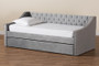 "CF9228 -Silver Grey Velvet-Daybed-T/T" Baxton Studio Raphael Modern and Contemporary Grey Velvet Fabric Upholstered Twin Size Daybed with Trundle