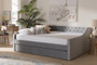 "CF9228 -Silver Grey Velvet-Daybed-Q/T" Baxton Studio Raphael Modern and Contemporary Grey Velvet Fabric Upholstered Queen Size Daybed with Trundle