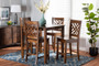 "RH317P-Walnut-5PC Pub Set" Baxton Studio Caron Modern and Contemporary Walnut Brown Finished Wood 5-Piece Pub Set