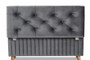 "HY2A19B046S-Grey Velvet-Otto" Baxton Studio Hanley Modern and Contemporary Grey Velvet Fabric Upholstered and Walnut Brown Finished Wood Storage Ottoman