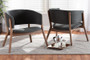 "RDC794S-AC-Dark Grey/Walnut-CC" Baxton Studio Baron Mid-Century Modern Dark Grey Fabric Upholstered and Walnut Brown Finished Wood 2-Piece Living Room Accent Chair Set