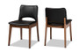 "RDC827-Black/Walnut-DC" Baxton Studio Afton Mid-Century Modern Black Faux Leather Upholstered and Walnut Brown Finished Wood 2-Piece Dining Chair Set