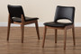 "RDC827-Black/Walnut-DC" Baxton Studio Afton Mid-Century Modern Black Faux Leather Upholstered and Walnut Brown Finished Wood 2-Piece Dining Chair Set