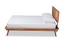 "Nura-Ash Walnut Rattan-King" Baxton Studio Nura Mid-Century Modern Walnut Brown Finished Wood and Synthetic Rattan King Size Platform Bed
