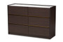 "LV25COD25231-Modi Wenge/Marble-6DW-Dresser" Baxton Studio Walker Modern and Contemporary Dark Brown and Gold Finished Wood 6-Drawer Dresser with Faux Marble Top