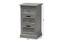 "JY20B072-Grey-ET" Baxton Studio Sheldon Modern and Contemporary Vintage Grey Finished Wood and Synthetic Rattan 3-Drawer End Table