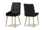 "DC178-Black Velvet/Gold-DC" Baxton Studio Gavino Modern Luxe and Glam Black Velvet Fabric Upholstered and Gold Finished Metal 2-Piece Dining Chair Set