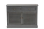 "JY20B070-Grey-Sideboard" Baxton Studio Sheldon Modern and Contemporary Vintage Grey Finished Wood and Synthetic Rattan 2-Door Dining Room Sideboard Buffet