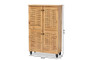 "SC864574 B-Wotan Oak" Baxton Studio Winda Modern and Contemporary Oak Brown Finished Wood 4-Door Shoe Storage Cabinet
