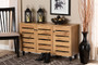 "SC865513M-Wotan Oak" Baxton Studio Gisela Modern and Contemporary Oak Brown Finished Wood 3-Door Shoe Storage Cabinet